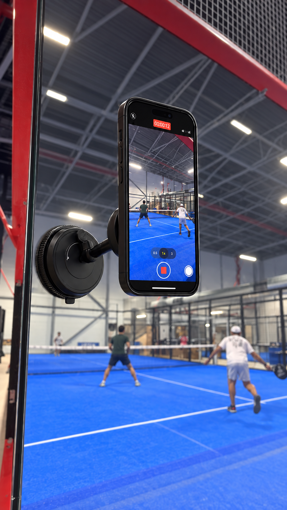 ➡️ My Padel Cam™ – Support Téléphone Premium pour Vitre de Padel
